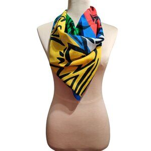 Liz Sinclair Scarf Abstract Scarf Made Italy Color Block Memphis Style Vintage